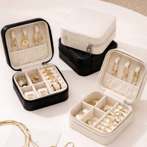 صندوق مجوهرات صغير للسفر – لون وردي