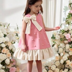 فستان أميرات صيفي للبنات من SHEIN – قصة A-Line مزين بفيونكة ولؤلؤ