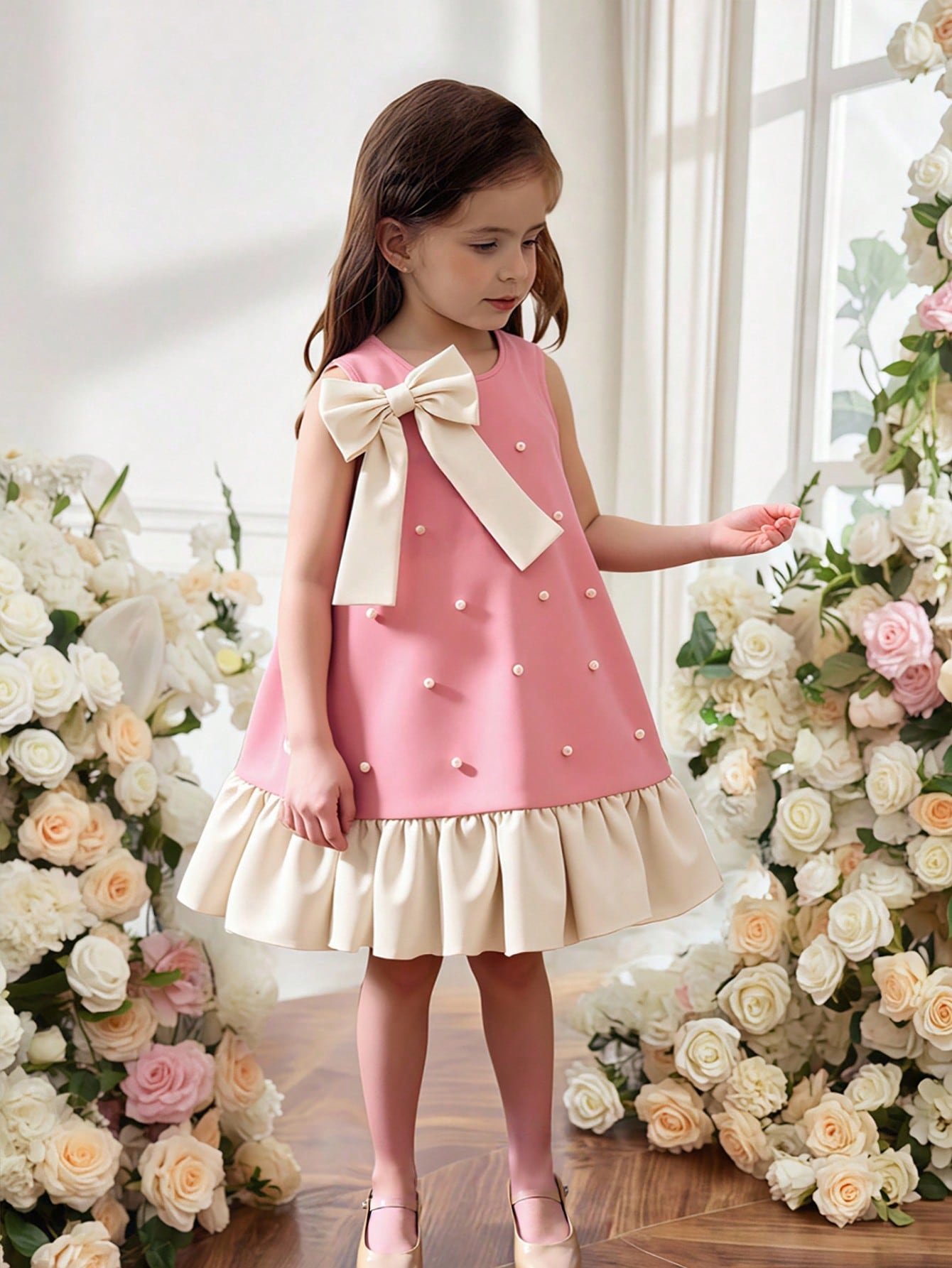 http___img.ltwebstatic.com_v4_j_pi_2025_06_06_bc_174917800516ffec0661ce63046e520e335edc8b5c فستان أميرات صيفي للبنات من SHEIN – قصة A-Line مزين بفيونكة ولؤلؤ